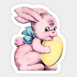 Pink Easter Bunny Rabbit Cute Adorable Egg Pastel Bow Sticker